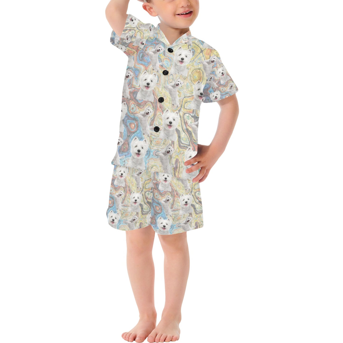 “The Westie” Little Boys' V-Neck Short Pajama Set