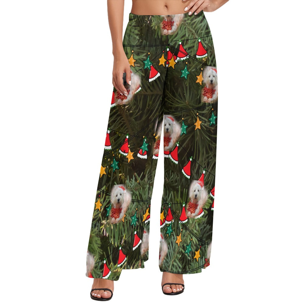 “Westie Merry Christmas” Women’s Wide Leg Pants – Sizes XS – 6XL