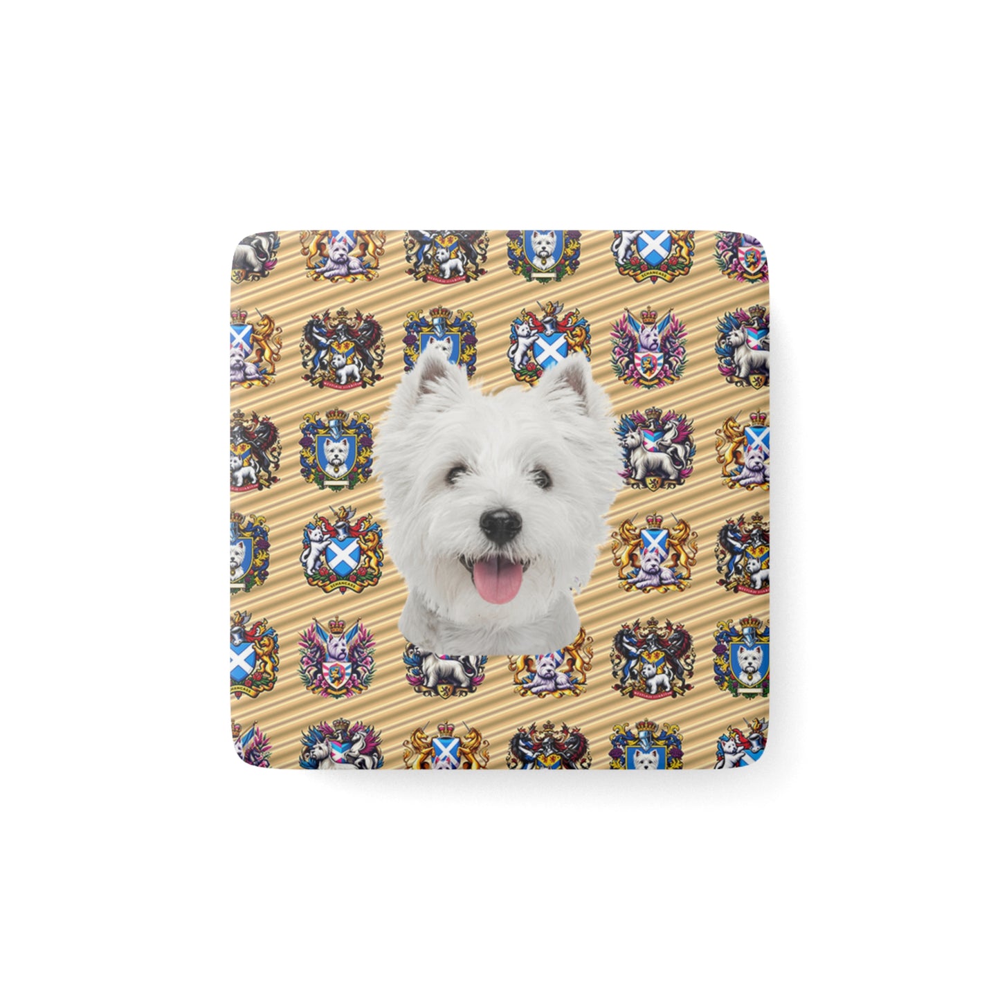 “Westie Coates on Gold” Porcelain Magnet Square