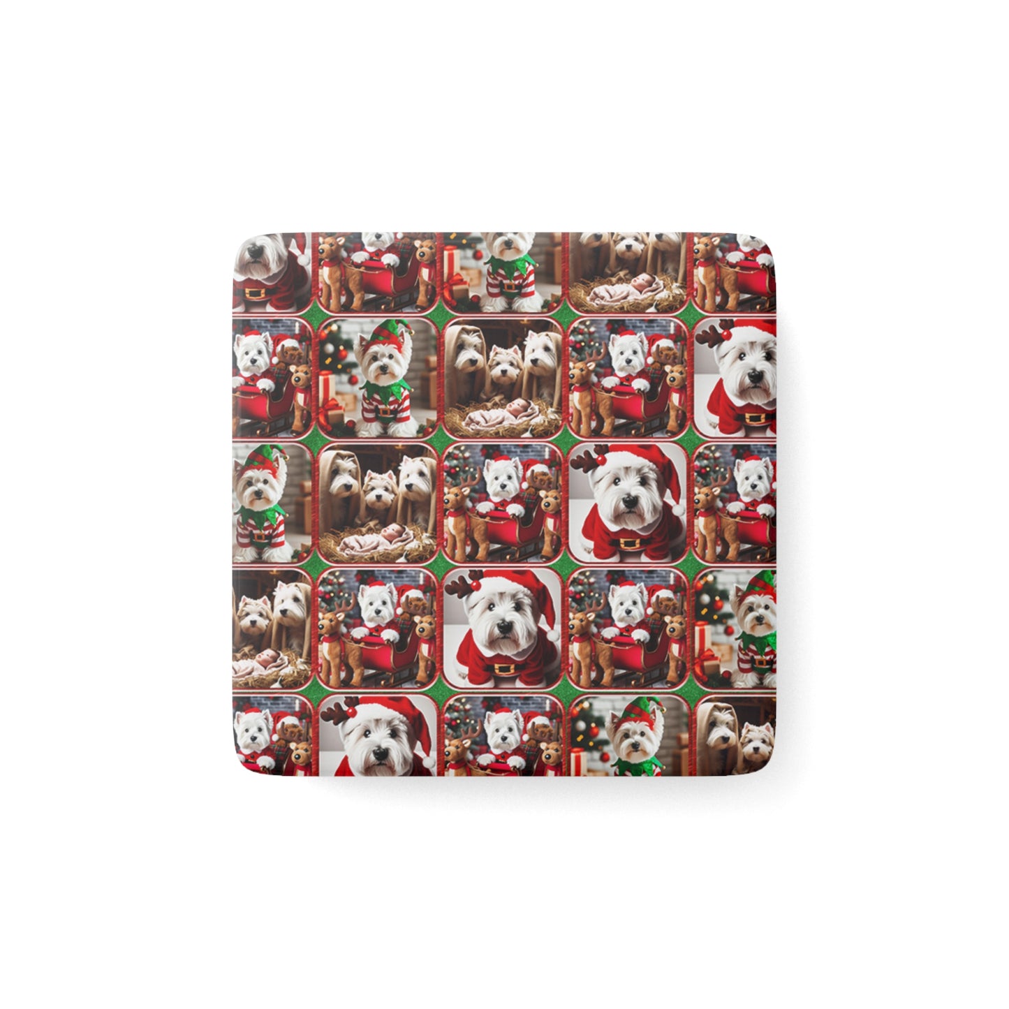 “Westie Christmas Venues” Porcelain Magnet Square