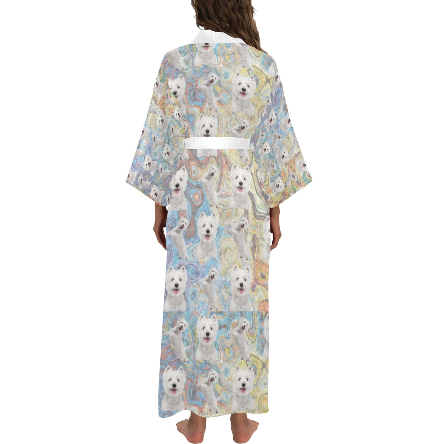 “The Westie” Women’s Long Kimono Robe – Sizes XS – 2XL