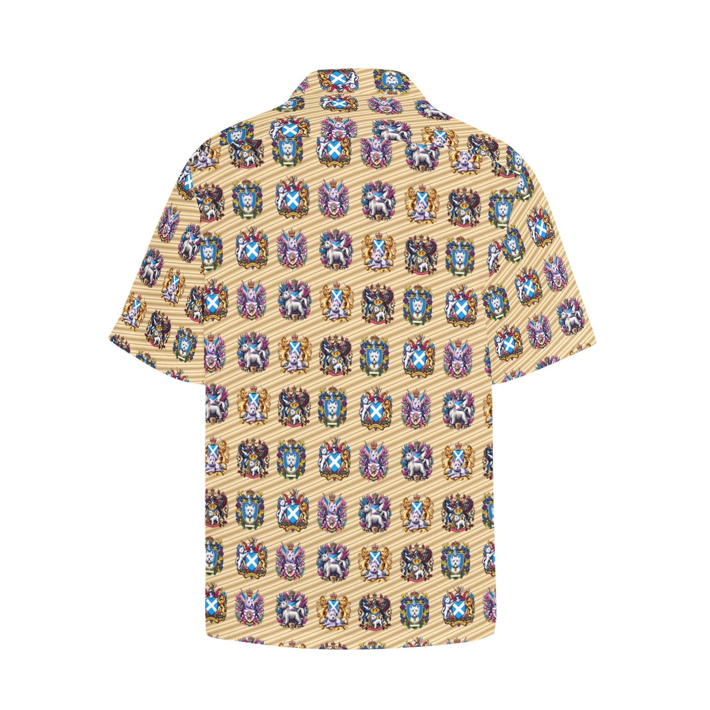 “Westie Coats on Gold” Men’s Hawaiian  Shirt – Sizes S- 5XL