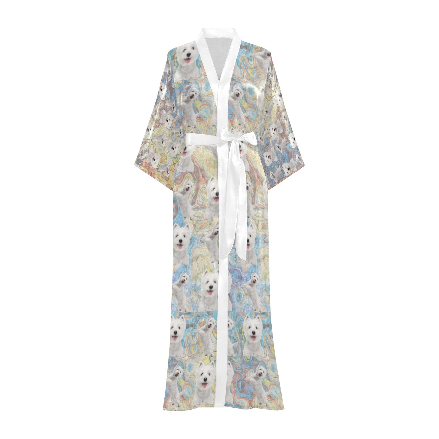 “The Westie” Women’s Long Kimono Robe – Sizes XS – 2XL