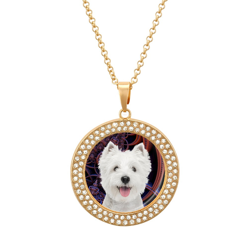 ”Westie “ Gold Colored Alloy Diamond Necklace