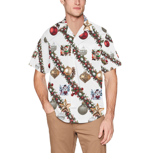 “Westie Christmas Ornament Prism White” Men’s Hawaiian  Shirt – Sizes S- 5XL