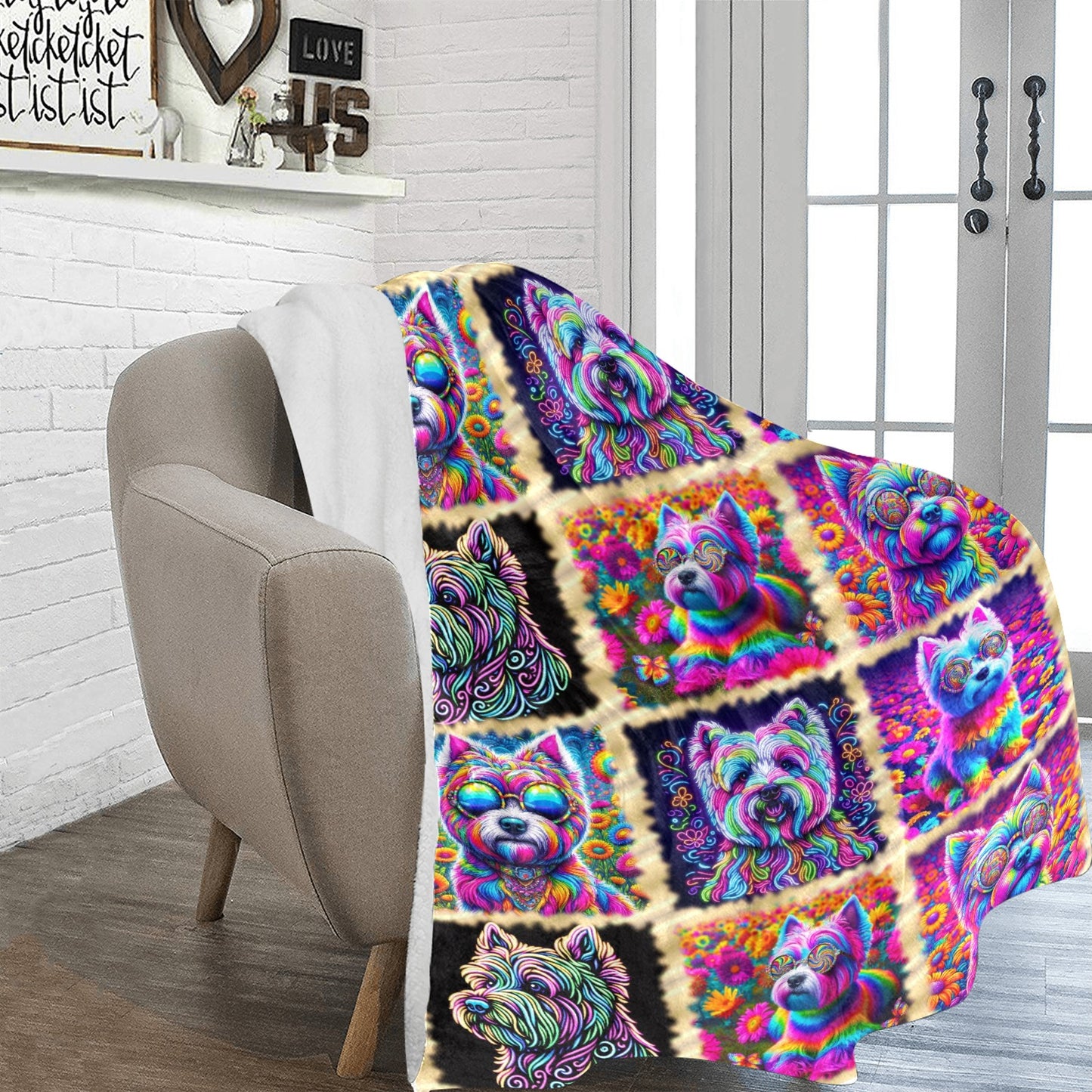 “The Westie Psychedelic Make-Over” Ultra-Soft Micro Fleece Blanket – Multiple Sizes