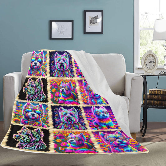 “The Westie Psychedelic Make-Over” Ultra-Soft Micro Fleece Blanket – Multiple Sizes