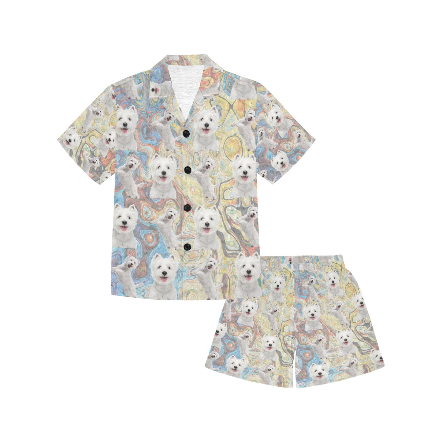 “The Westie” Little Boys' V-Neck Short Pajama Set