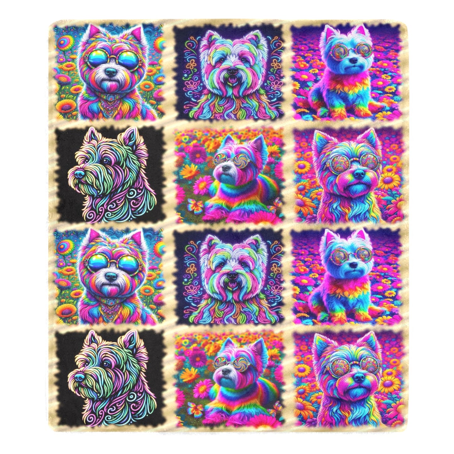 “The Westie Psychedelic Make-Over” Ultra-Soft Micro Fleece Blanket – Multiple Sizes