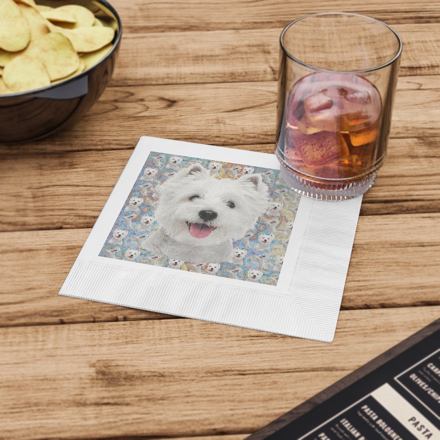 “The Westie” White Coined Napkins