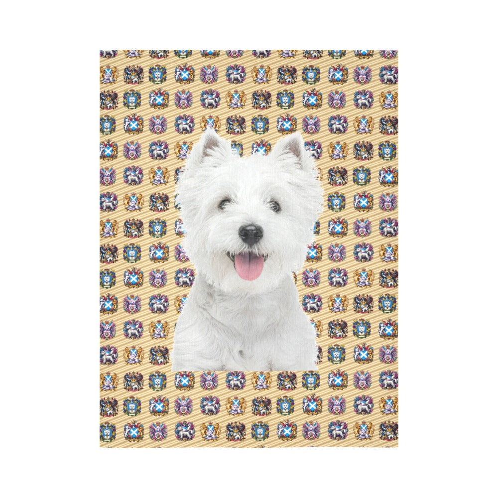 “Westie Coats on Gold” Wall Tapestry 60” X 80”