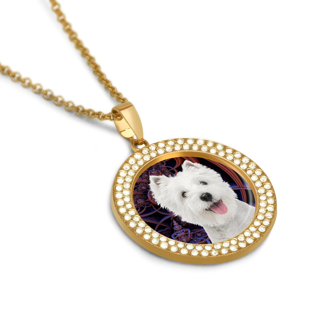 ”Westie “ Gold Colored Alloy Diamond Necklace