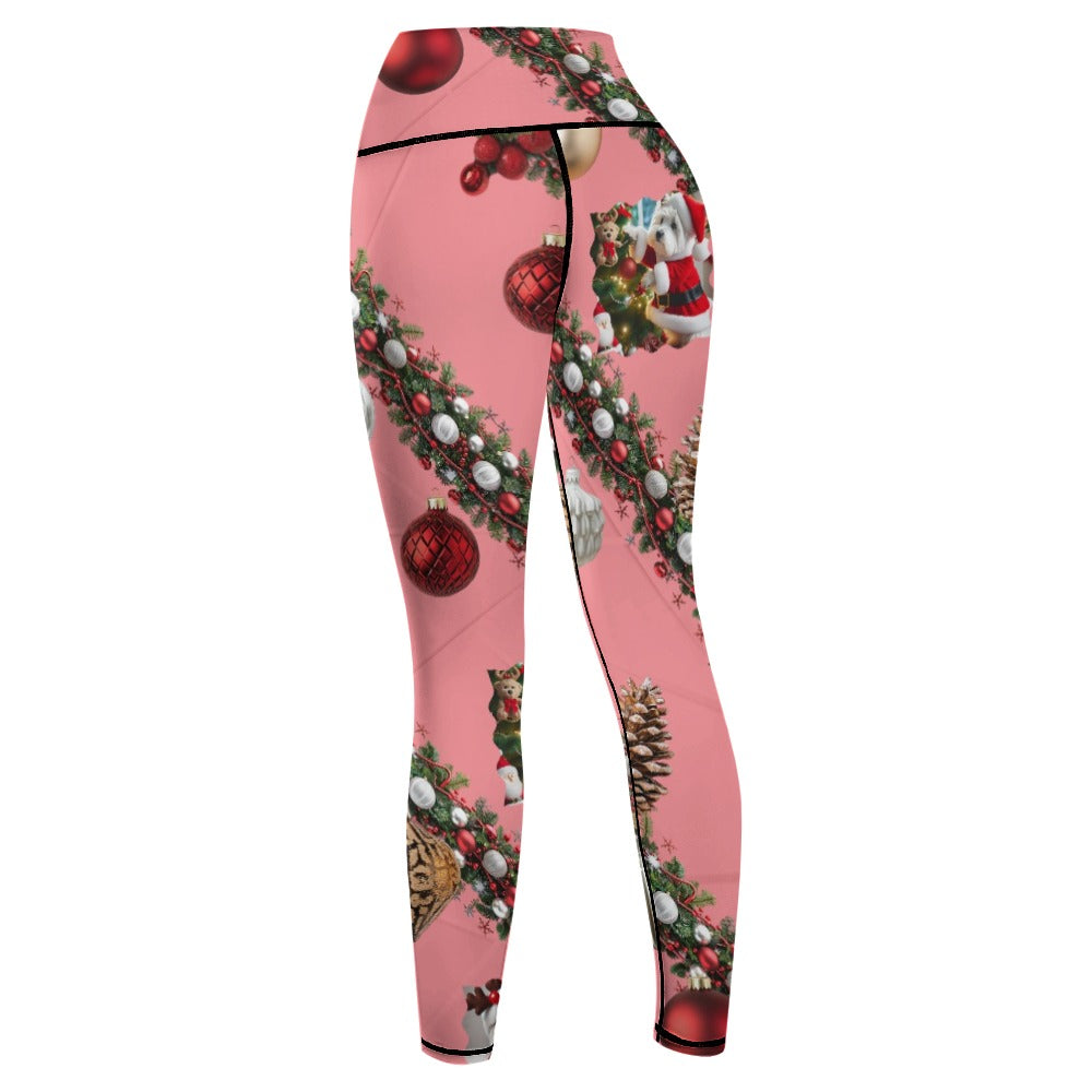 “Westie Christmas Ornament Prism Red” Women’s Comfort Yoga Pants