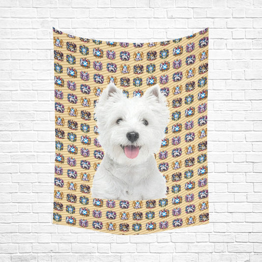 “Westie Coats on Gold” Wall Tapestry 60” X 80”