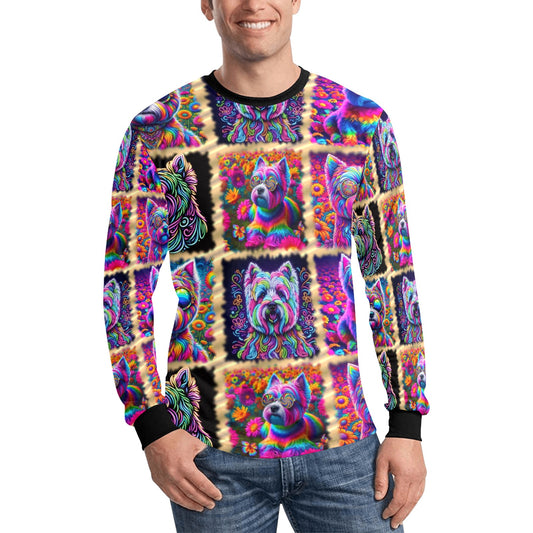 “The Westie Psychedelic Make-Over” Men’s Long Sleeve T-Shirt