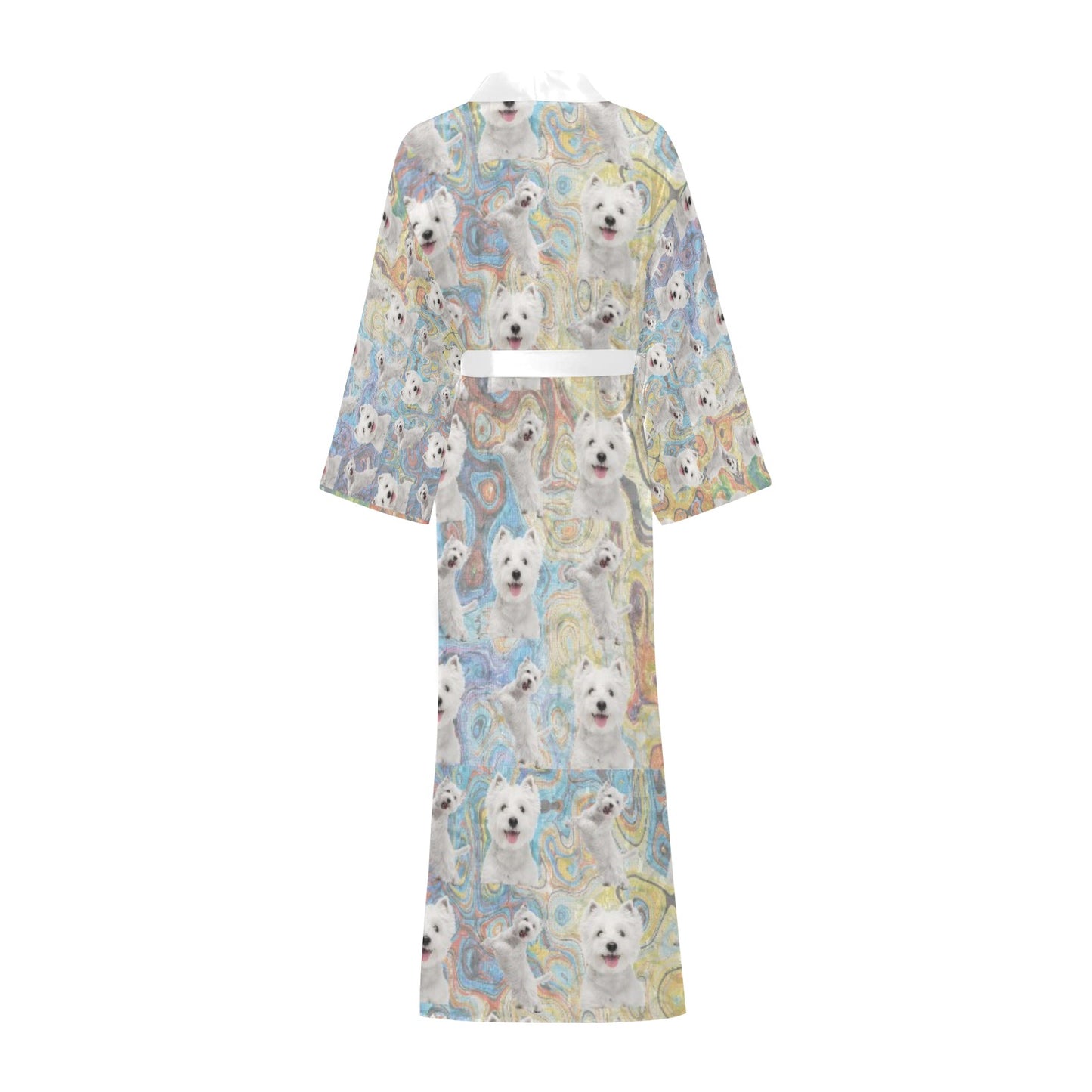 “The Westie” Women’s Long Kimono Robe – Sizes XS – 2XL