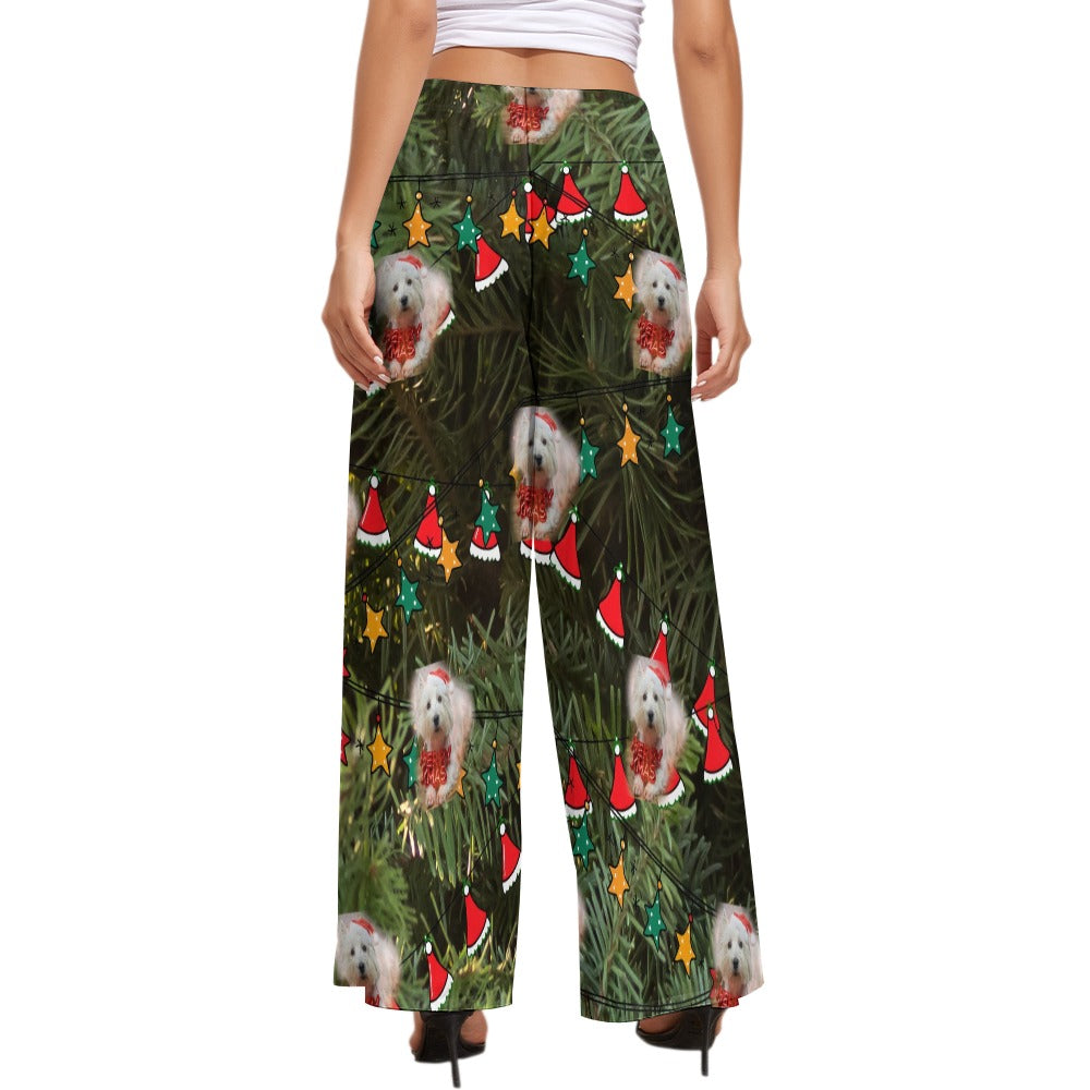 “Westie Merry Christmas” Women’s Wide Leg Pants – Sizes XS – 6XL