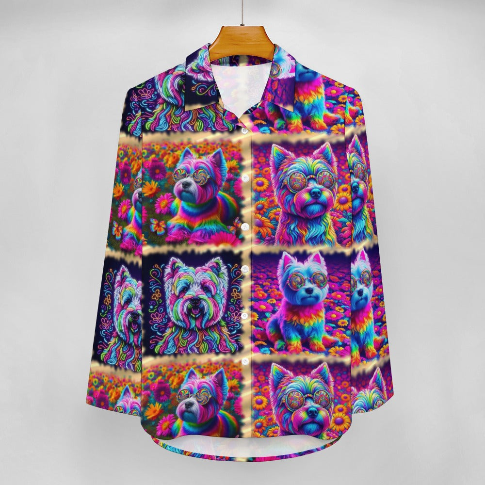 “The Westie Psychedelic Make-Over” Women’s Irregular Hem Shirt -Sizes S - 3XL