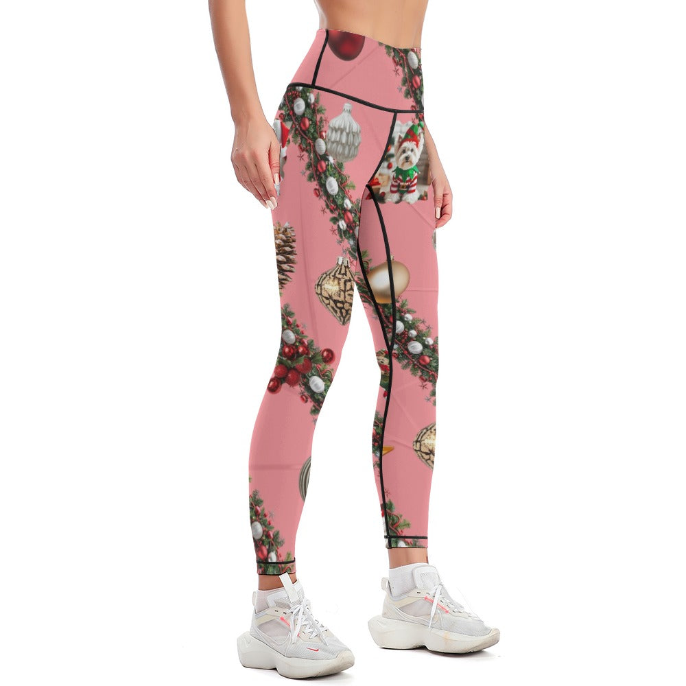 “Westie Christmas Ornament Prism Red” Women’s Comfort Yoga Pants