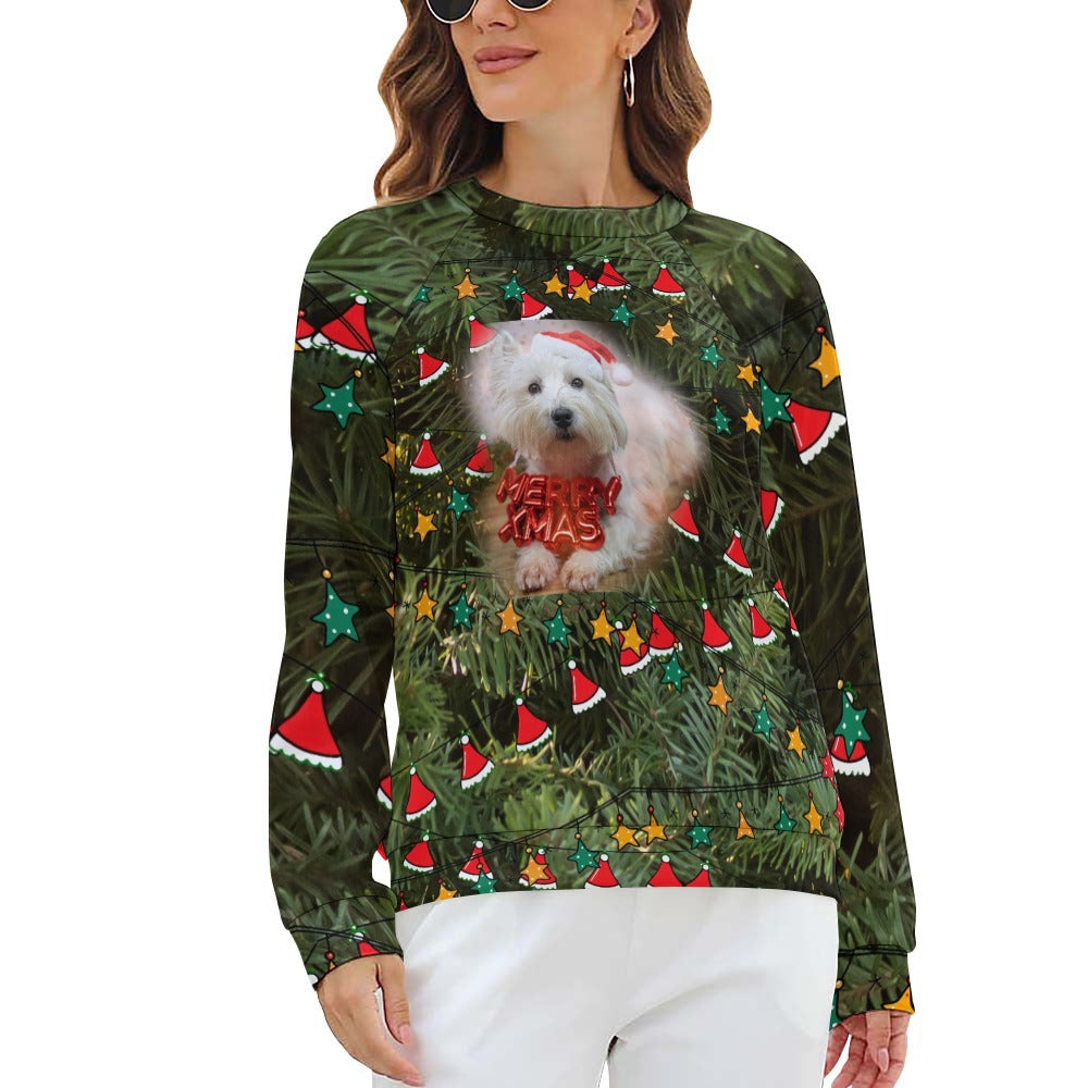 “A Westie Merry Christmas” Women's Ugly Christmas Sweater Raglan Round Neck - Sizes M - 5XL