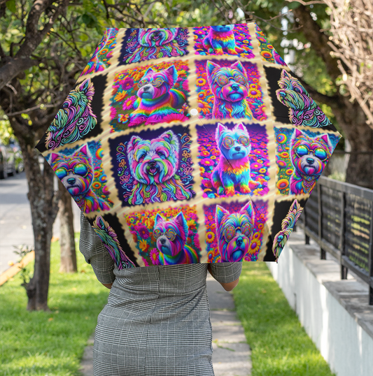 “The Westie Psychedelic Make-Over” Anti-UV Auto-Foldable Umbrella